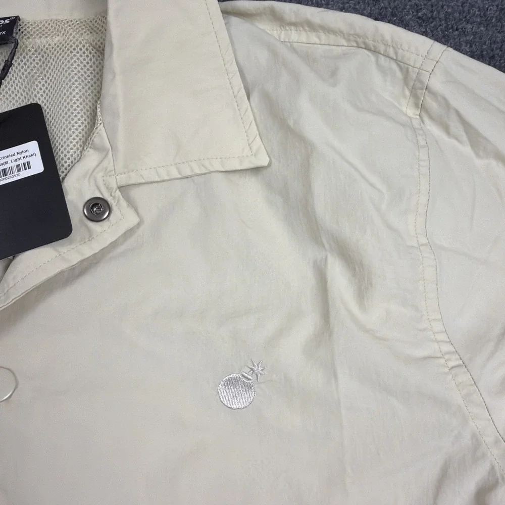 The Hundreds Jacket‎ Mens Medium Light Khaki Crinkled Nylon Coaches Windbreaker